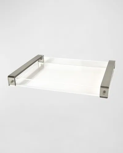 Tizo Lucite Inset-handle Tray In Silver