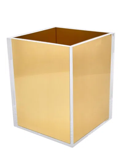 Tizo Metallic Lucite Wastebasket In Gold