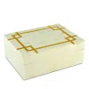 Tizo Natural White Art Deco Resin Bone Box, Small In Green