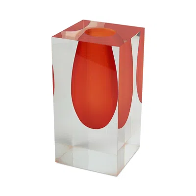 Tizo Orange Lucite Vase In Red