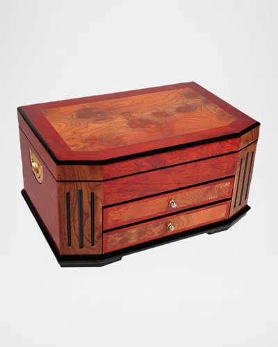 Tizo Polished Two-tone Wood Jewelry Box With Handles In Red