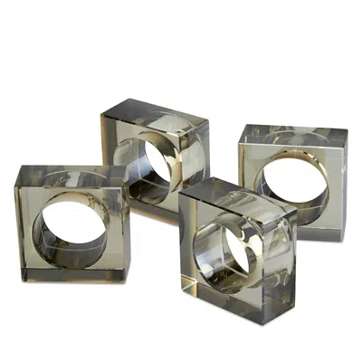 Tizo Smoke Color Crystal Napkin Holders, Set Of 4