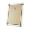 Tizo Solid White Lucite Picture Frame With Gold Inlay, 5 X 7