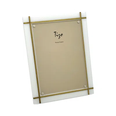 Tizo Solid White Lucite Picture Frame With Gold Inlay, 8 X 10