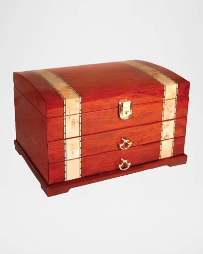 Tizo Two-tone Inlaid Wood Jewelry Chest In Red