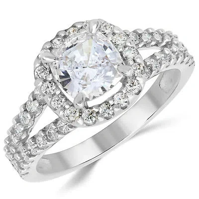 Pre-owned Tjg 14k Solid White Gold Cz Cubic Zirconia Solitaire Engagement Ring 1.5 Ct. In White/colorless