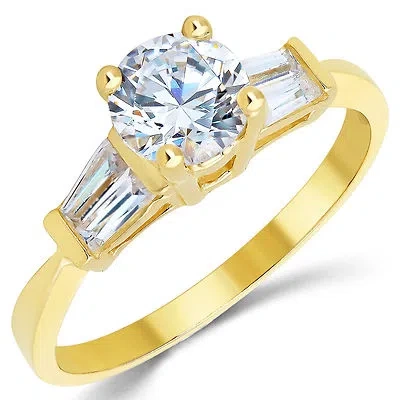 Pre-owned Tjg 14k Solid Yellow Gold Cz Cubic Zirconia Solitaire Engagement Ring 1.0 Ct. In White/colorless