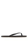 Tkees Black Leather Lily Liners Thong Slippers