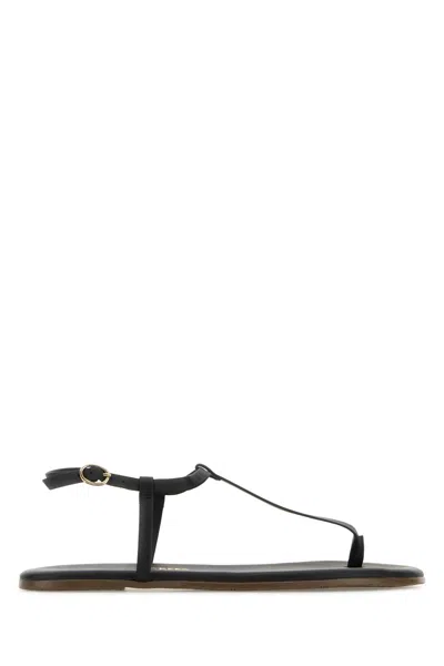 Tkees Black Leather Mariana Thong Sandals