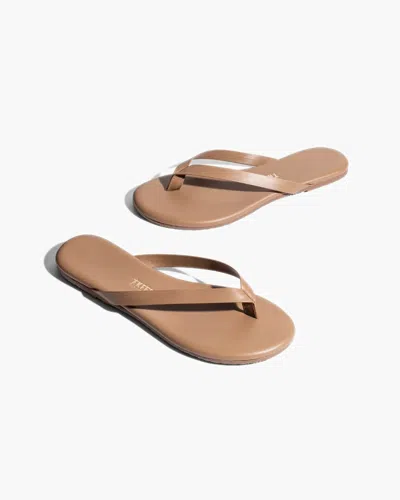 Tkees Boyfriend Flip Flop Women's Beach Bum Leather Slip On Sandals Ver653 In Brown