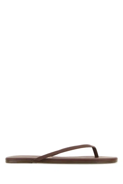Tkees Brown Leather Lily Nudes Thong Slippers