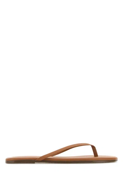 Tkees Camel Leather Lily Nudes Thong Slippers In Brown