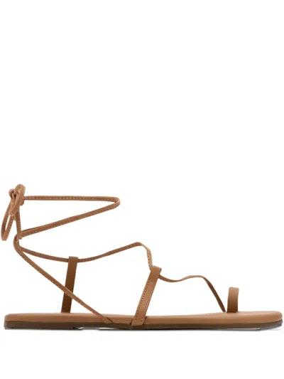 Tkees Jo Ankle-tie Leather Sandals In Brown