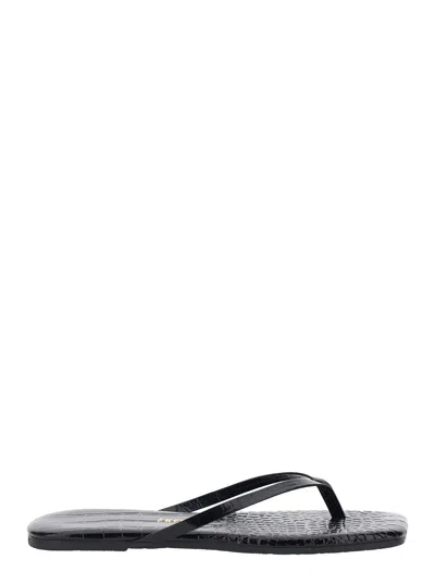 Tkees Lily Croc-effect Leather Flip-flop Sandals In Black