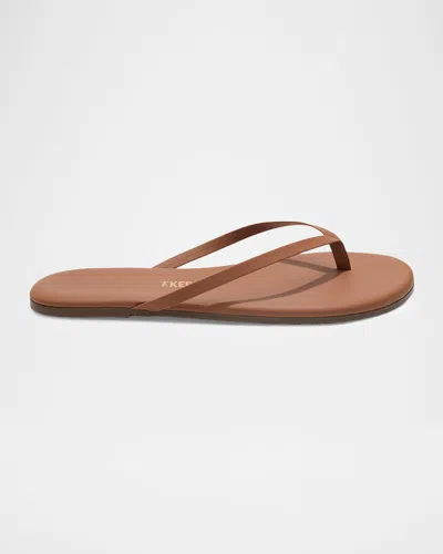 Tkees Lily Leather Square-toe Thong Sandals In Brown