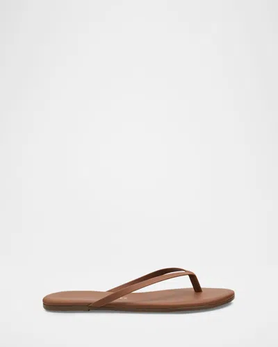 Tkees Lily Leather Square-toe Thong Sandals In Brown