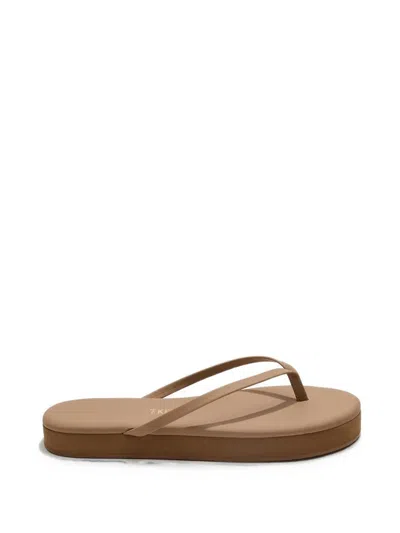 Tkees Lily Leather Square-toe Thong Sandals In Brown
