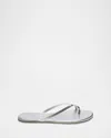 Tkees Riley Metallic Leather Crisscross Flat Thong Sandals In Silver