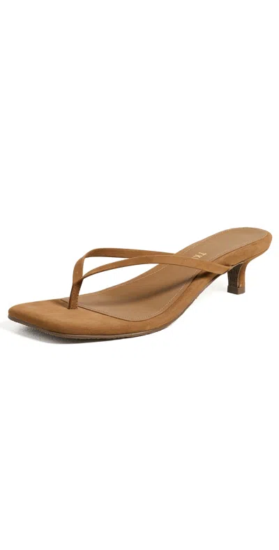 Tkees Square Toe Julia Suede Sandals Camel Suede In Brown