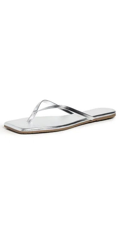 Tkees Lily Mirror Square Toe Flip Flop In Chrome