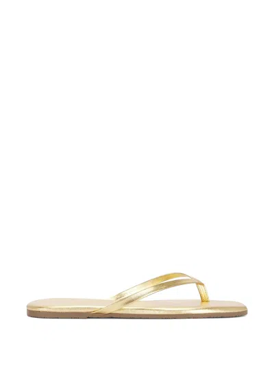 Tkees Lily Metallic Leather Flat Thong Sandals In Gold