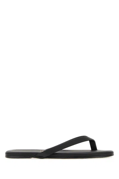 Tkees The Boyfriend Leather Mini Thong Sandals In Black