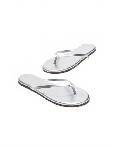 Tkees Lily Metallics Leather Flat Sandals In Silver
