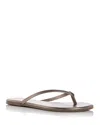 Tkees Dove Grey Leather Lily Liners Thong Slippers In Frosty Grey