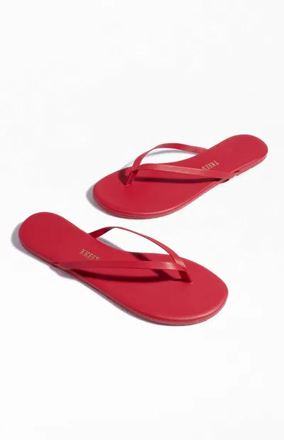 Tkees Solid Leather Flip-flops In Red