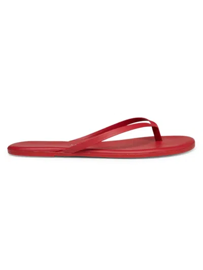Tkees Women's Solids Leather Flip Flops In Red