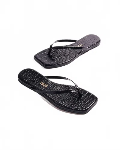 Tkees Women's Square Toe Lily Croc Flip Flops In Sable Croc In Black