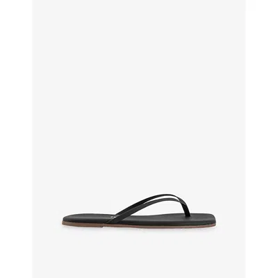 Tkees Womens Black Lily Leather Flips-flops Eur 37 / 4 Uk In Brown
