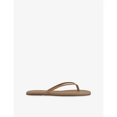 Tkees Womens Cocobutter Lily Nude Foundations Leather Flip Flops Eur 40 / 7 Uk In Brown