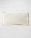 Tl At Home Boucle Pillow With Velvet Cord Edge, 12" X 25" In Ivory/aluminum