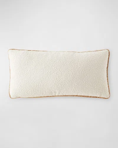 Tl At Home Boucle Pillow With Velvet Cord Edge, 12" X 25" In Ivory/aluminum