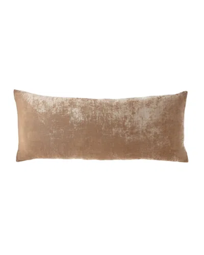 Tl At Home Silk-blend Velvet Decorative Pillow, 15" X 36" In Taupe
