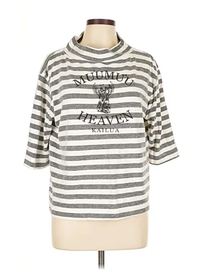 Pre-owned T.la 3/4 Sleeve Top Silver Boatneck Tops