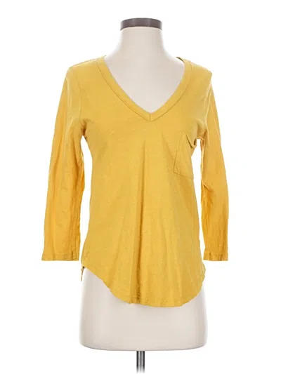 Pre-owned T.la 3/4 Sleeve Top Yellow V Neck Tops