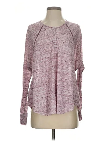 Pre-owned T.la Long Sleeve Henley Shirt In Burgundy