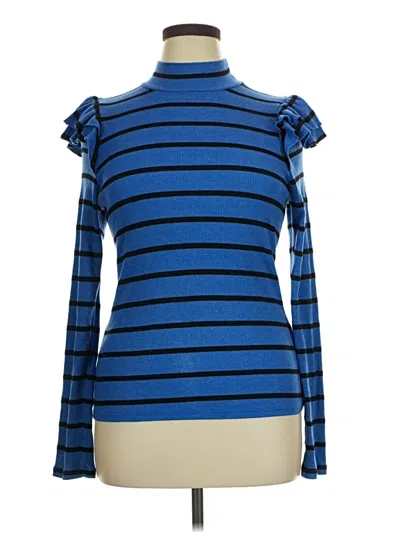 Pre-owned T.la Long Sleeve Top Blue Turtleneck Tops