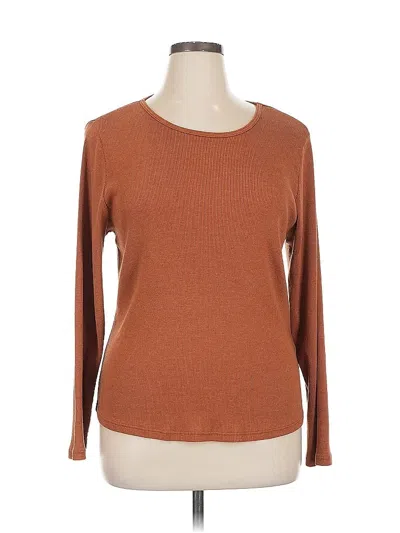 Pre-owned T.la Long Sleeve Top Brown Crew Neck Tops