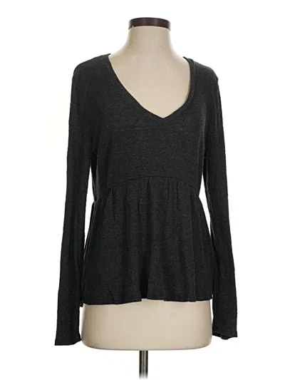 Pre-owned T.la Long Sleeve Top Gray Sweetheart Neckline Tops