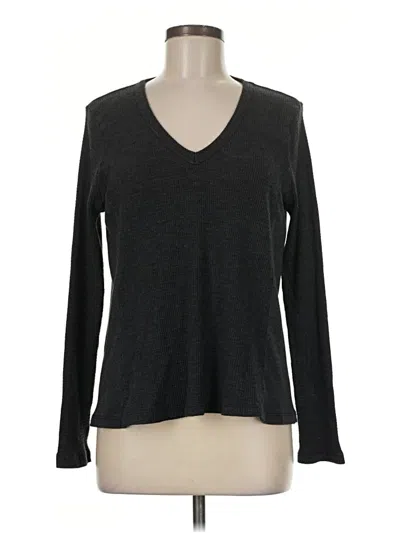Pre-owned T.la Long Sleeve Top Gray V-neck Tops