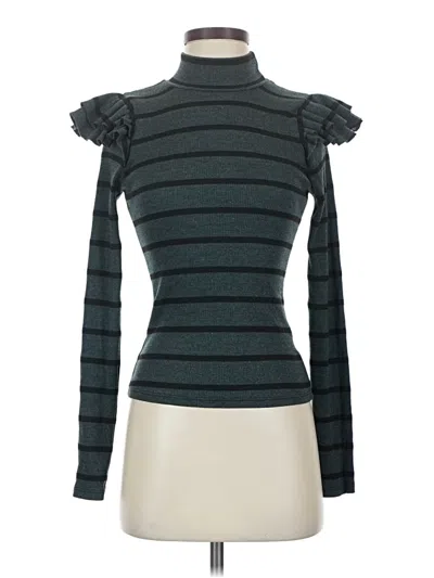 Pre-owned T.la Long Sleeve Top Green Turtleneck Tops