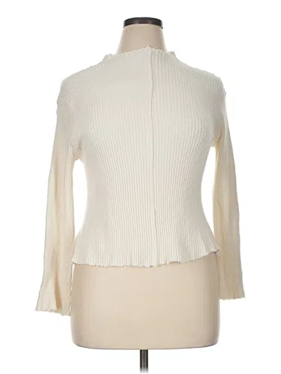 Pre-owned T.la Long Sleeve Top Ivory Turtleneck Tops