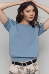 T.la Puff-sleeve Pullover In Blue