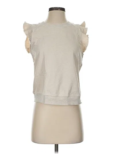 Pre-owned T.la Short Sleeve Top Gray Ruffles Neckline Tops