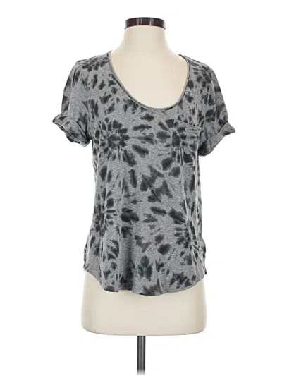 Pre-owned T.la Short Sleeve Top Gray Tie-dye Pattern Scoop Neck Tops