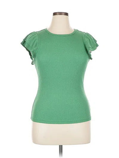 Pre-owned T.la Short Sleeve Top Green Sweetheart Neckline Tops
