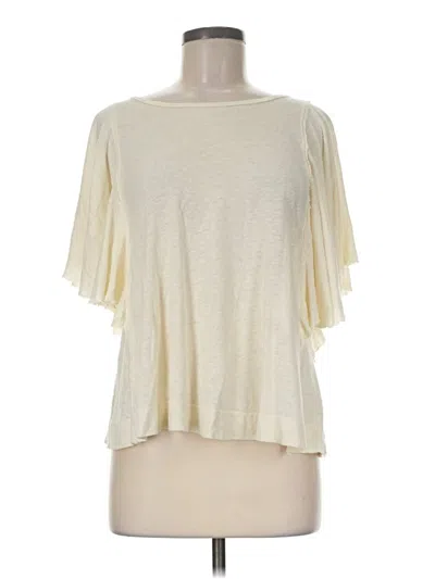 Pre-owned T.la Short Sleeve Top Ivory Cold Shoulder Neckline Tops